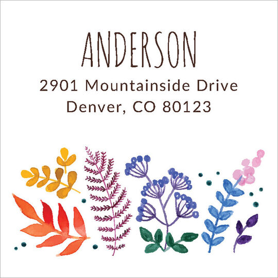 Watercolor Botanical Square Address Labels